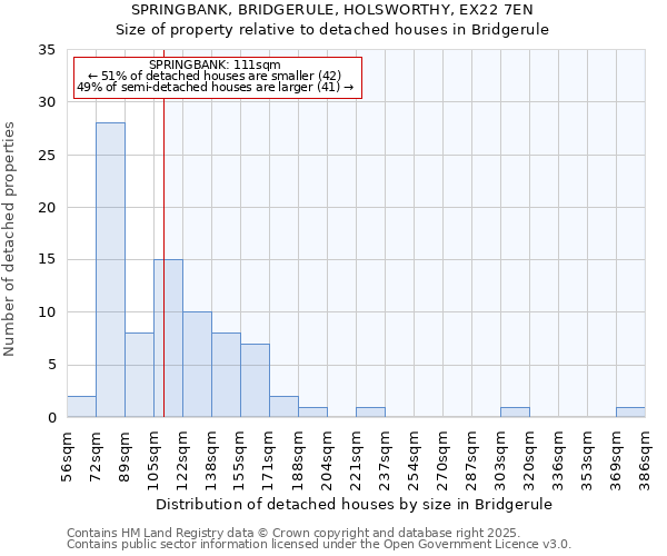 SPRINGBANK, BRIDGERULE, HOLSWORTHY, EX22 7EN: Size of property relative to detached houses in Bridgerule