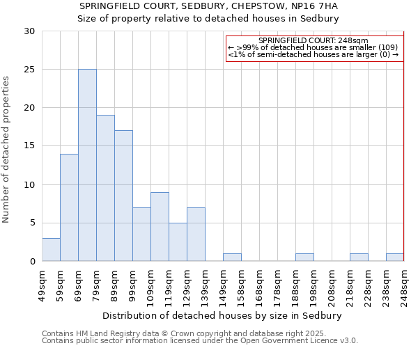 SPRINGFIELD COURT, SEDBURY, CHEPSTOW, NP16 7HA: Size of property relative to detached houses in Sedbury