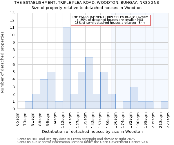 THE ESTABLISHMENT, TRIPLE PLEA ROAD, WOODTON, BUNGAY, NR35 2NS: Size of property relative to detached houses in Woodton