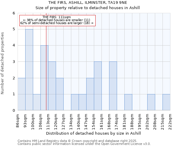 THE FIRS, ASHILL, ILMINSTER, TA19 9NE: Size of property relative to detached houses in Ashill