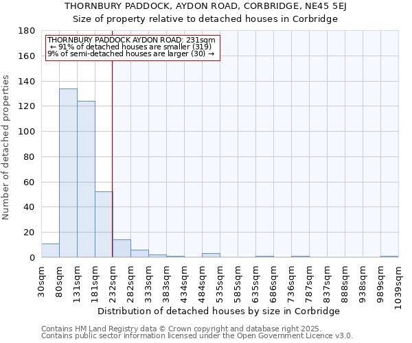 THORNBURY PADDOCK, AYDON ROAD, CORBRIDGE, NE45 5EJ: Size of property relative to detached houses in Corbridge