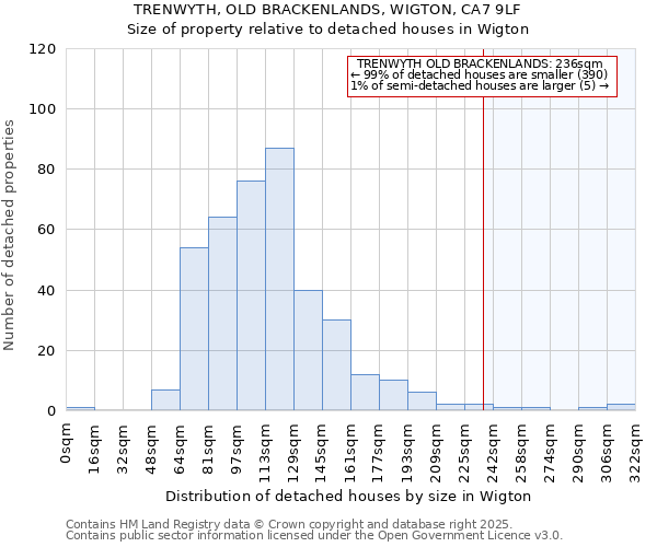 TRENWYTH, OLD BRACKENLANDS, WIGTON, CA7 9LF: Size of property relative to detached houses in Wigton