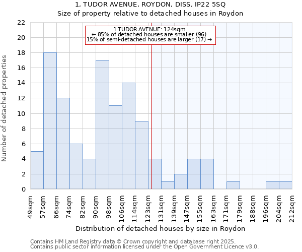 1, TUDOR AVENUE, ROYDON, DISS, IP22 5SQ: Size of property relative to detached houses houses in Roydon