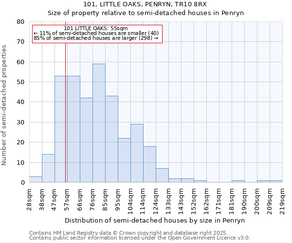 101, LITTLE OAKS, PENRYN, TR10 8RX: Size of property relative to detached houses in Penryn