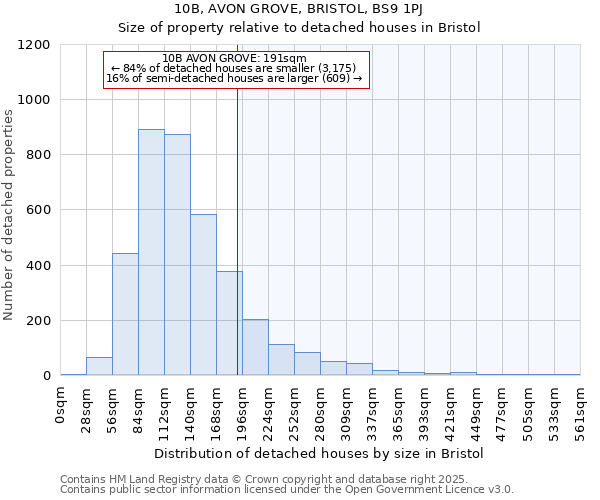 10B, AVON GROVE, BRISTOL, BS9 1PJ: Size of property relative to detached houses houses in Bristol