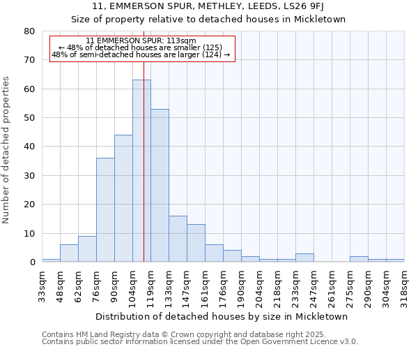 11, EMMERSON SPUR, METHLEY, LEEDS, LS26 9FJ: Size of property relative to detached houses houses in Mickletown