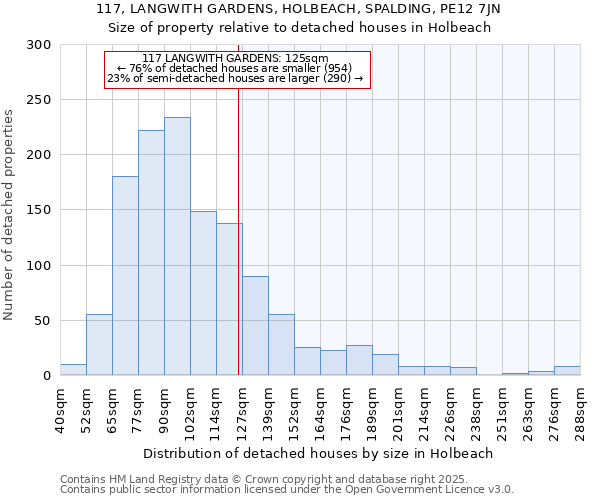 117, LANGWITH GARDENS, HOLBEACH, SPALDING, PE12 7JN: Size of property relative to detached houses houses in Holbeach