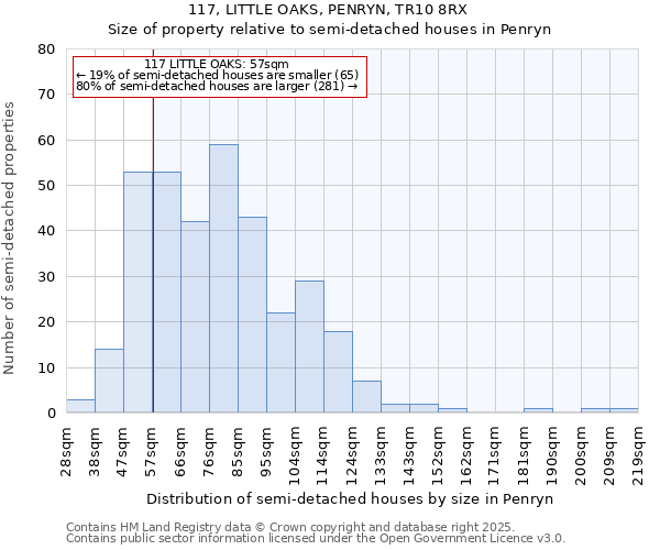 117, LITTLE OAKS, PENRYN, TR10 8RX: Size of property relative to detached houses in Penryn