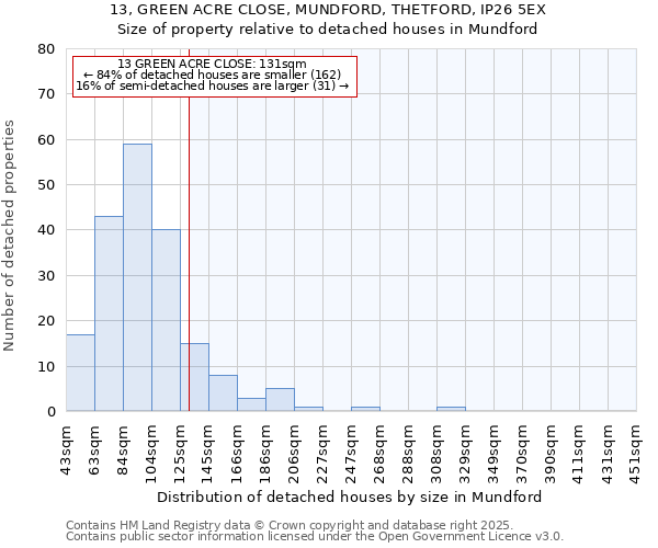 13, GREEN ACRE CLOSE, MUNDFORD, THETFORD, IP26 5EX: Size of property relative to detached houses houses in Mundford