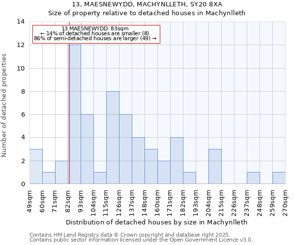 13, MAESNEWYDD, MACHYNLLETH, SY20 8XA: Size of property relative to detached houses houses in Machynlleth