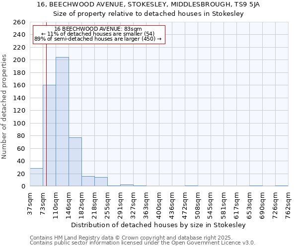 16, BEECHWOOD AVENUE, STOKESLEY, MIDDLESBROUGH, TS9 5JA: Size of property relative to detached houses houses in Stokesley