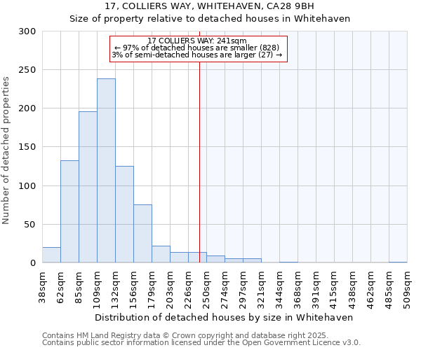 17, COLLIERS WAY, WHITEHAVEN, CA28 9BH: Size of property relative to detached houses houses in Whitehaven