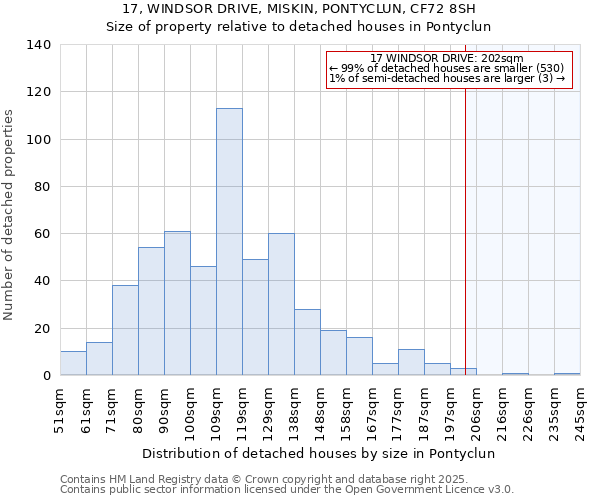 17, WINDSOR DRIVE, MISKIN, PONTYCLUN, CF72 8SH: Size of property relative to detached houses houses in Pontyclun