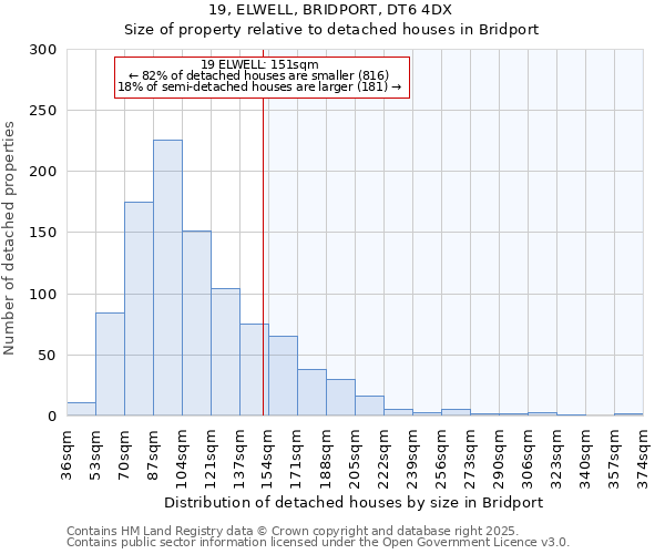 19, ELWELL, BRIDPORT, DT6 4DX: Size of property relative to detached houses houses in Bridport
