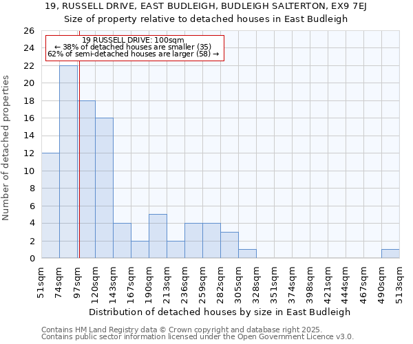 19, RUSSELL DRIVE, EAST BUDLEIGH, BUDLEIGH SALTERTON, EX9 7EJ: Size of property relative to detached houses houses in East Budleigh