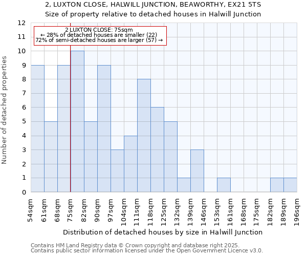 2, LUXTON CLOSE, HALWILL JUNCTION, BEAWORTHY, EX21 5TS: Size of property relative to detached houses houses in Halwill Junction