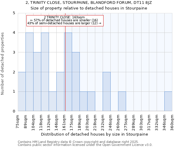 2, TRINITY CLOSE, STOURPAINE, BLANDFORD FORUM, DT11 8JZ: Size of property relative to detached houses houses in Stourpaine