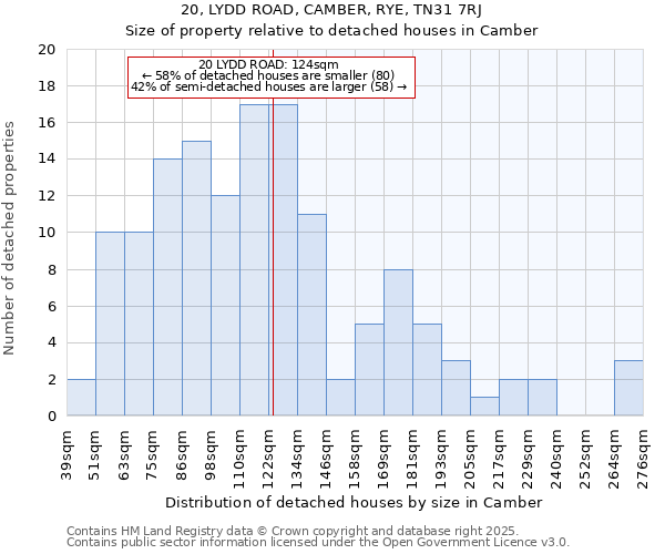 20, LYDD ROAD, CAMBER, RYE, TN31 7RJ: Size of property relative to detached houses houses in Camber