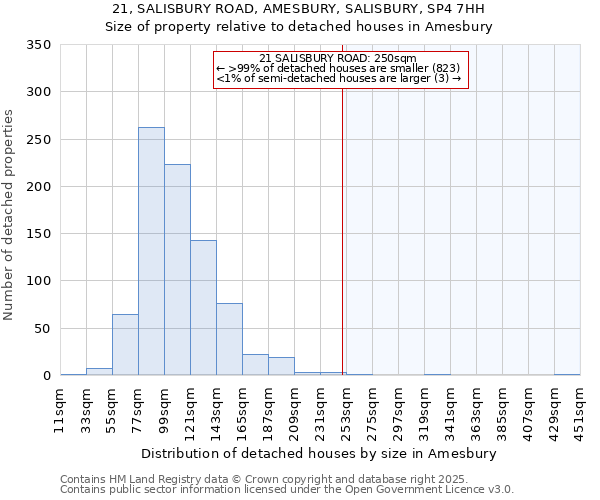 21, SALISBURY ROAD, AMESBURY, SALISBURY, SP4 7HH: Size of property relative to detached houses houses in Amesbury