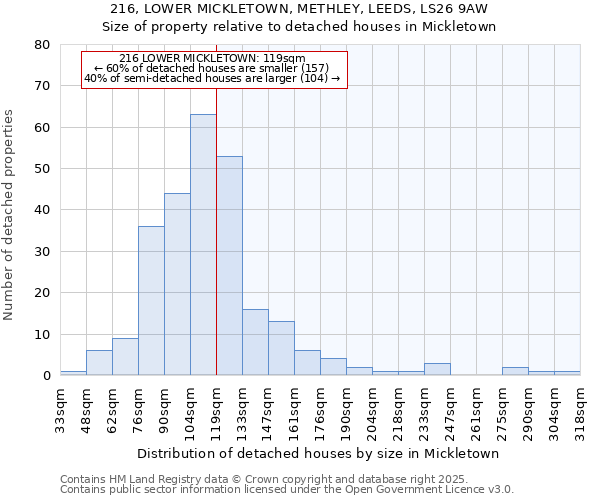 216, LOWER MICKLETOWN, METHLEY, LEEDS, LS26 9AW: Size of property relative to detached houses houses in Mickletown