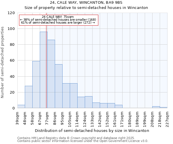 24, CALE WAY, WINCANTON, BA9 9BS: Size of property relative to semi-detached houses houses in Wincanton