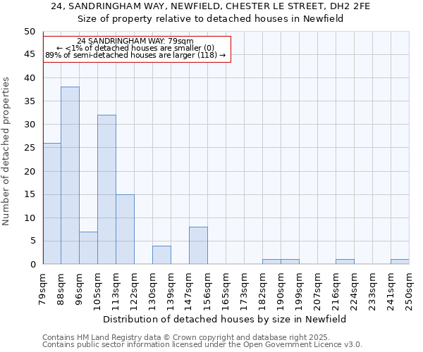 24, SANDRINGHAM WAY, NEWFIELD, CHESTER LE STREET, DH2 2FE: Size of property relative to detached houses houses in Newfield
