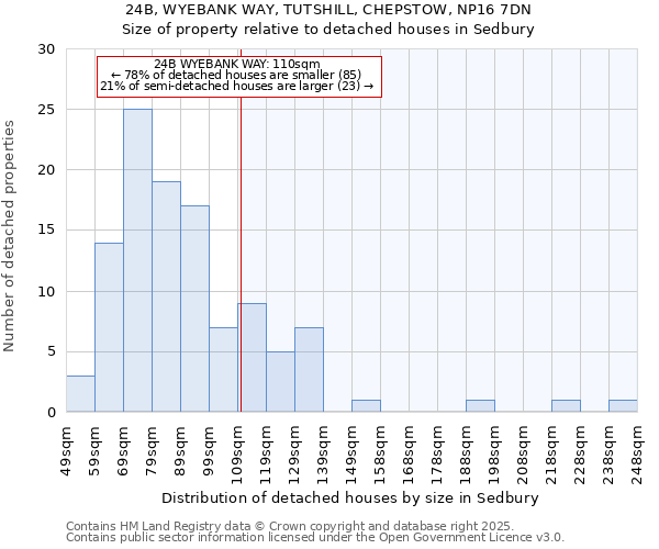 24B, WYEBANK WAY, TUTSHILL, CHEPSTOW, NP16 7DN: Size of property relative to detached houses houses in Sedbury