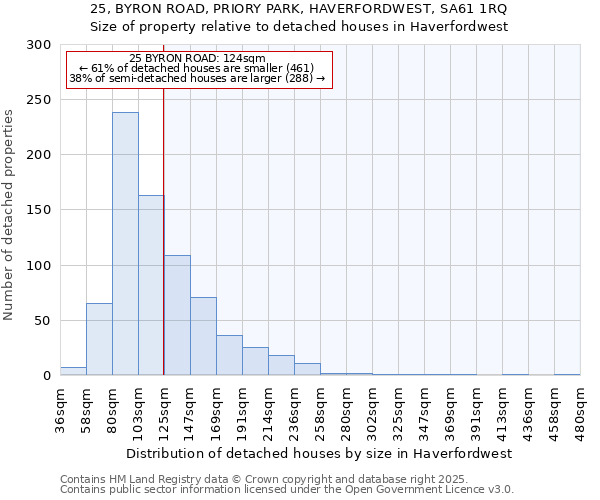 25, BYRON ROAD, PRIORY PARK, HAVERFORDWEST, SA61 1RQ: Size of property relative to detached houses houses in Haverfordwest