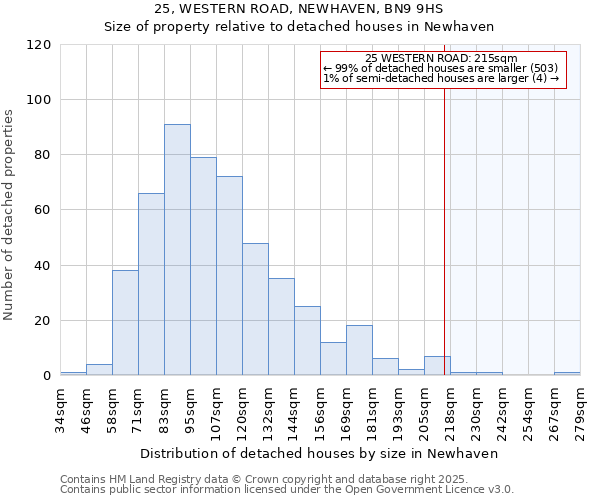 25, WESTERN ROAD, NEWHAVEN, BN9 9HS: Size of property relative to detached houses in Newhaven