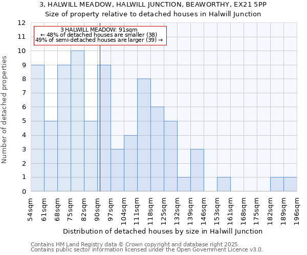 3, HALWILL MEADOW, HALWILL JUNCTION, BEAWORTHY, EX21 5PP: Size of property relative to detached houses houses in Halwill Junction