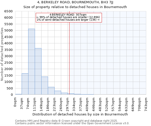 4, BERKELEY ROAD, BOURNEMOUTH, BH3 7JJ: Size of property relative to detached houses houses in Bournemouth