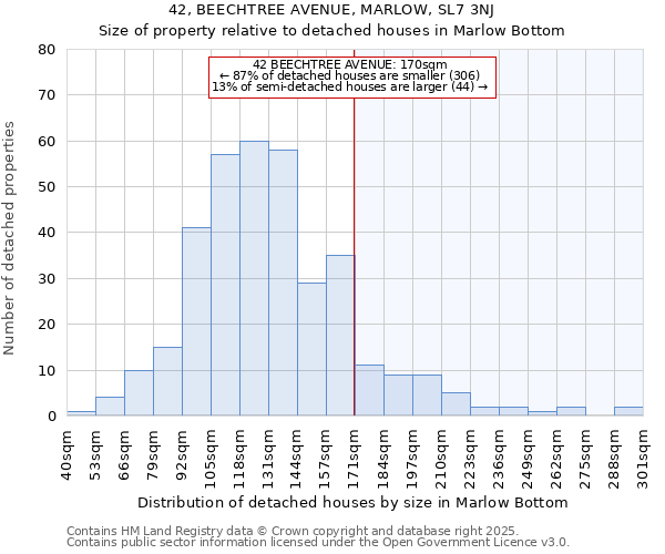 42, BEECHTREE AVENUE, MARLOW, SL7 3NJ: Size of property relative to detached houses houses in Marlow Bottom