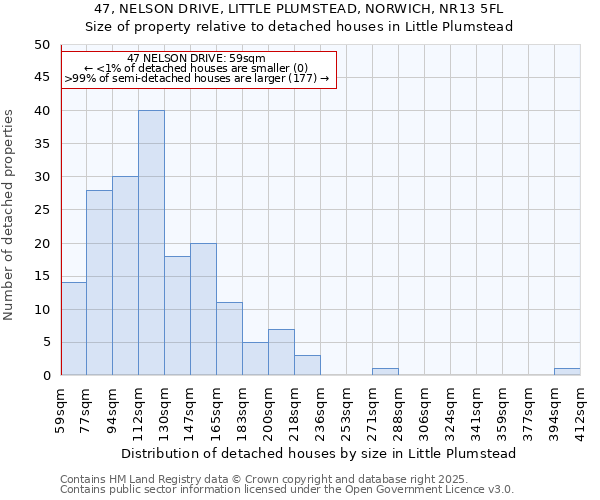 47, NELSON DRIVE, LITTLE PLUMSTEAD, NORWICH, NR13 5FL: Size of property relative to detached houses houses in Little Plumstead