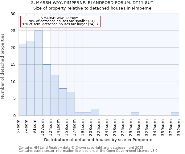 5, MARSH WAY, PIMPERNE, BLANDFORD FORUM, DT11 8UT: Size of property relative to detached houses houses in Pimperne