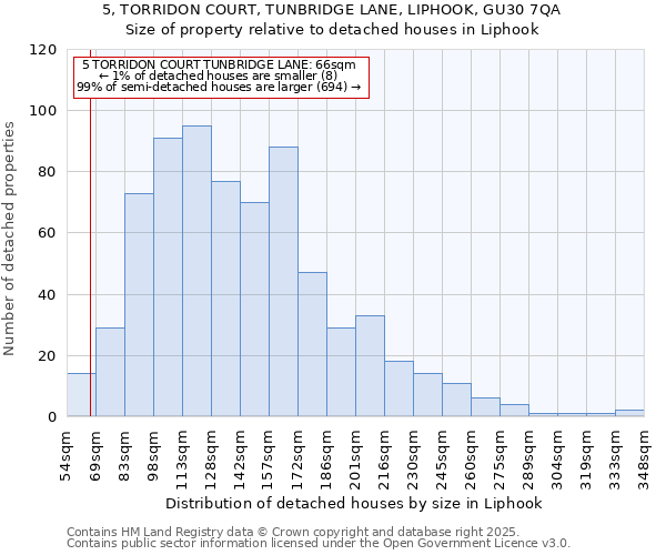 5, TORRIDON COURT, TUNBRIDGE LANE, LIPHOOK, GU30 7QA: Size of property relative to detached houses houses in Liphook