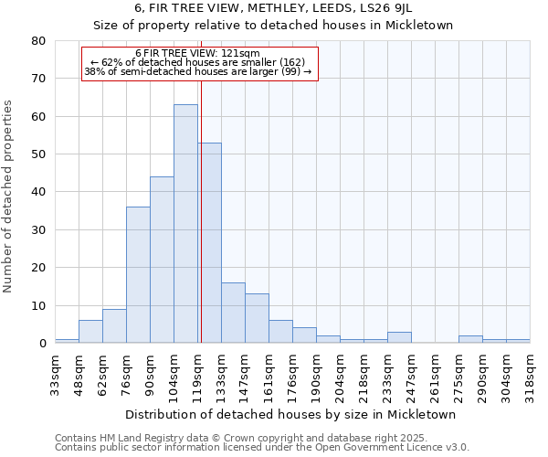 6, FIR TREE VIEW, METHLEY, LEEDS, LS26 9JL: Size of property relative to detached houses houses in Mickletown