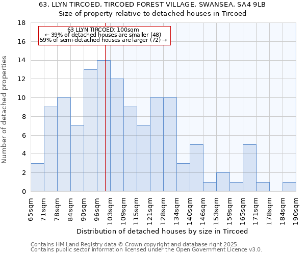 63, LLYN TIRCOED, TIRCOED FOREST VILLAGE, SWANSEA, SA4 9LB: Size of property relative to detached houses houses in Tircoed