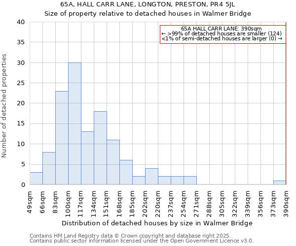 65A, HALL CARR LANE, LONGTON, PRESTON, PR4 5JL: Size of property relative to detached houses houses in Walmer Bridge
