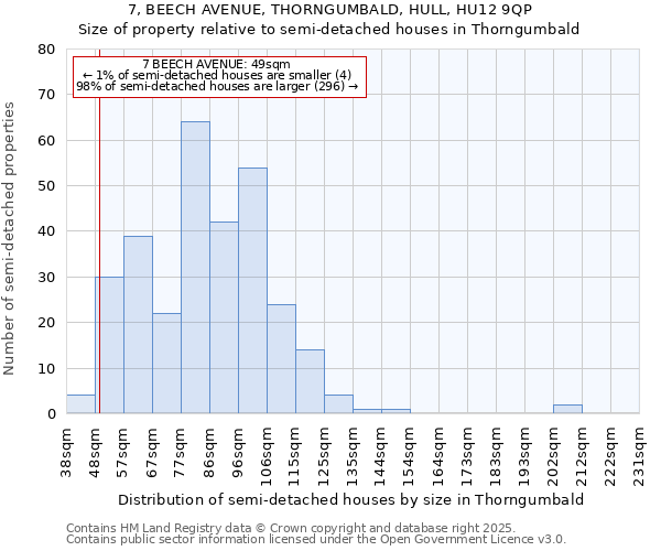 7, BEECH AVENUE, THORNGUMBALD, HULL, HU12 9QP: Size of property relative to semi-detached houses houses in Thorngumbald