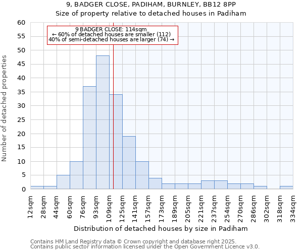 9, BADGER CLOSE, PADIHAM, BURNLEY, BB12 8PP: Size of property relative to detached houses houses in Padiham