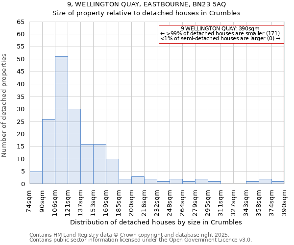 9, WELLINGTON QUAY, EASTBOURNE, BN23 5AQ: Size of property relative to detached houses houses in Crumbles