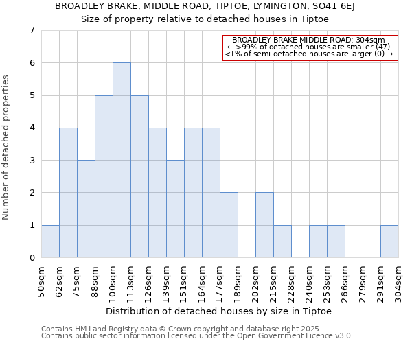 BROADLEY BRAKE, MIDDLE ROAD, TIPTOE, LYMINGTON, SO41 6EJ: Size of property relative to detached houses houses in Tiptoe