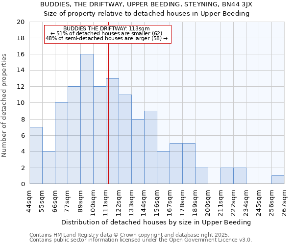 BUDDIES, THE DRIFTWAY, UPPER BEEDING, STEYNING, BN44 3JX: Size of property relative to detached houses houses in Upper Beeding