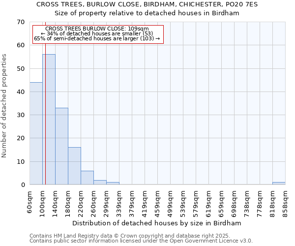 CROSS TREES, BURLOW CLOSE, BIRDHAM, CHICHESTER, PO20 7ES: Size of property relative to detached houses houses in Birdham