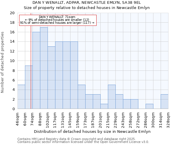 DAN Y WENALLT, ADPAR, NEWCASTLE EMLYN, SA38 9EL: Size of property relative to detached houses houses in Newcastle Emlyn