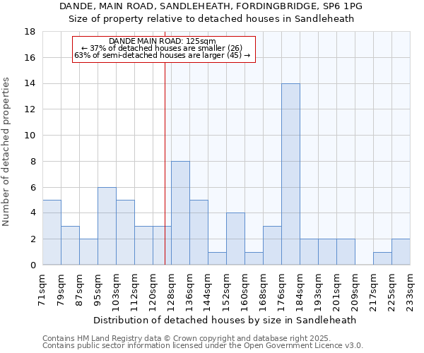 DANDE, MAIN ROAD, SANDLEHEATH, FORDINGBRIDGE, SP6 1PG: Size of property relative to detached houses houses in Sandleheath