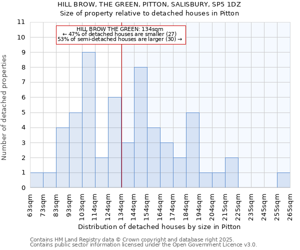 HILL BROW, THE GREEN, PITTON, SALISBURY, SP5 1DZ: Size of property relative to detached houses houses in Pitton