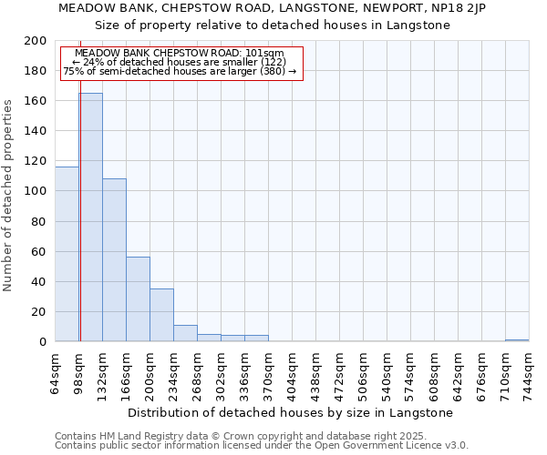 MEADOW BANK, CHEPSTOW ROAD, LANGSTONE, NEWPORT, NP18 2JP: Size of property relative to detached houses houses in Langstone