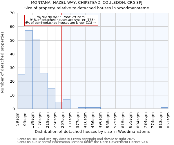 MONTANA, HAZEL WAY, CHIPSTEAD, COULSDON, CR5 3PJ: Size of property relative to detached houses houses in Woodmansterne