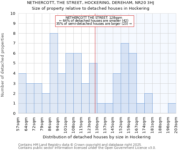 NETHERCOTT, THE STREET, HOCKERING, DEREHAM, NR20 3HJ: Size of property relative to detached houses houses in Hockering